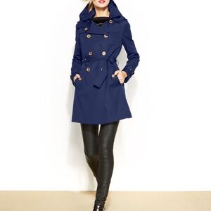 Michael Kors royal Blue Trench Coat with Notched Collar